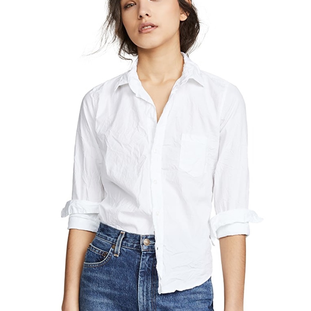 Frank & Eileen Barry Button Down Shirt Collared Cotton White Small